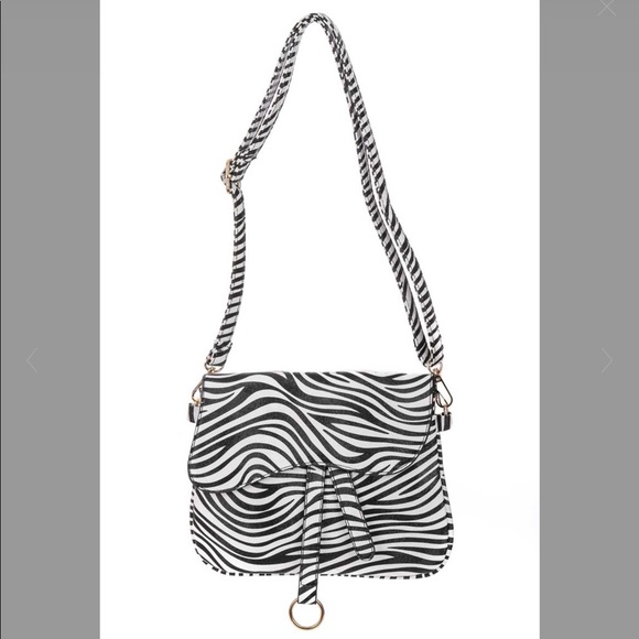 Handbags - Zebra animal print crossbody clutch gold hardware